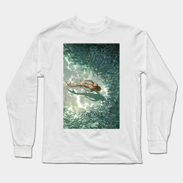 Cutting Through the Shallows Long Sleeve T-Shirt by Henry Wong